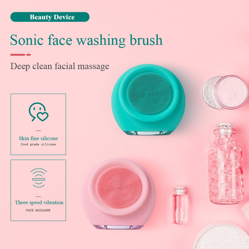 Round silicone electric facial cleanser