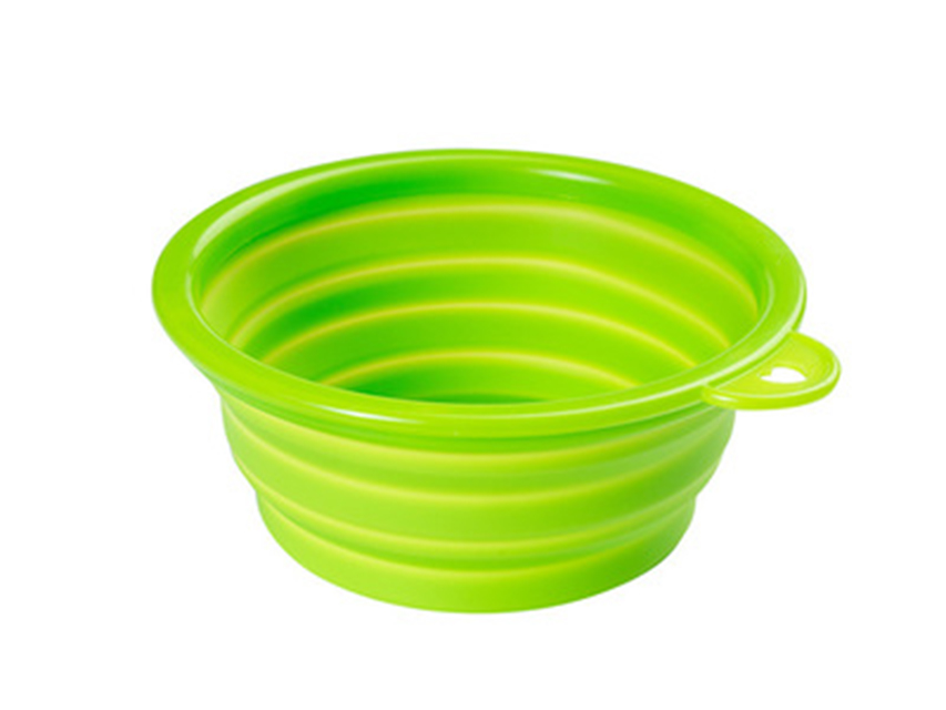 Single color portable compressible folding pet bowl