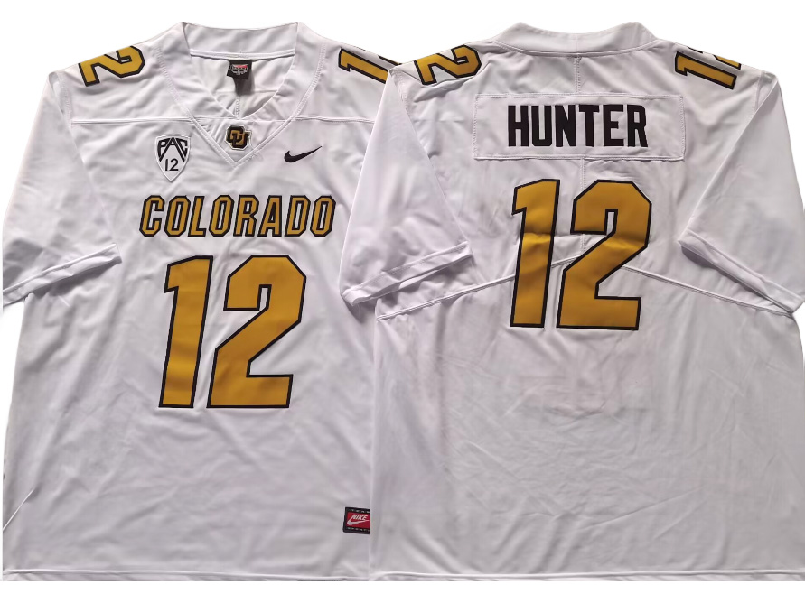 NCAA Colorado Buffaloes #12 Travis Hunter White/Gold College Football ...