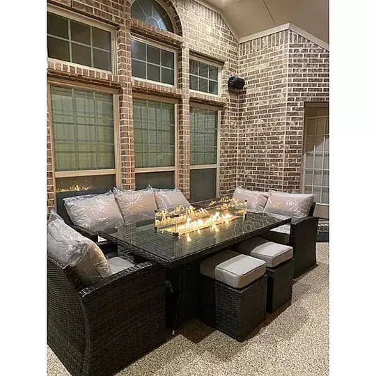 Morden 7piece Outdoor Wicker Sofa with Fire Pit Table Patio