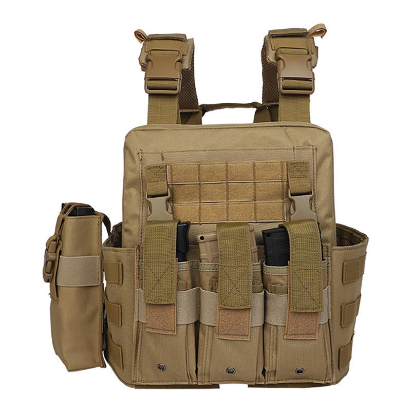 Tan Chest Rig with Mag Pouch Quick Release Buckle MC Camo Molle Plate ...