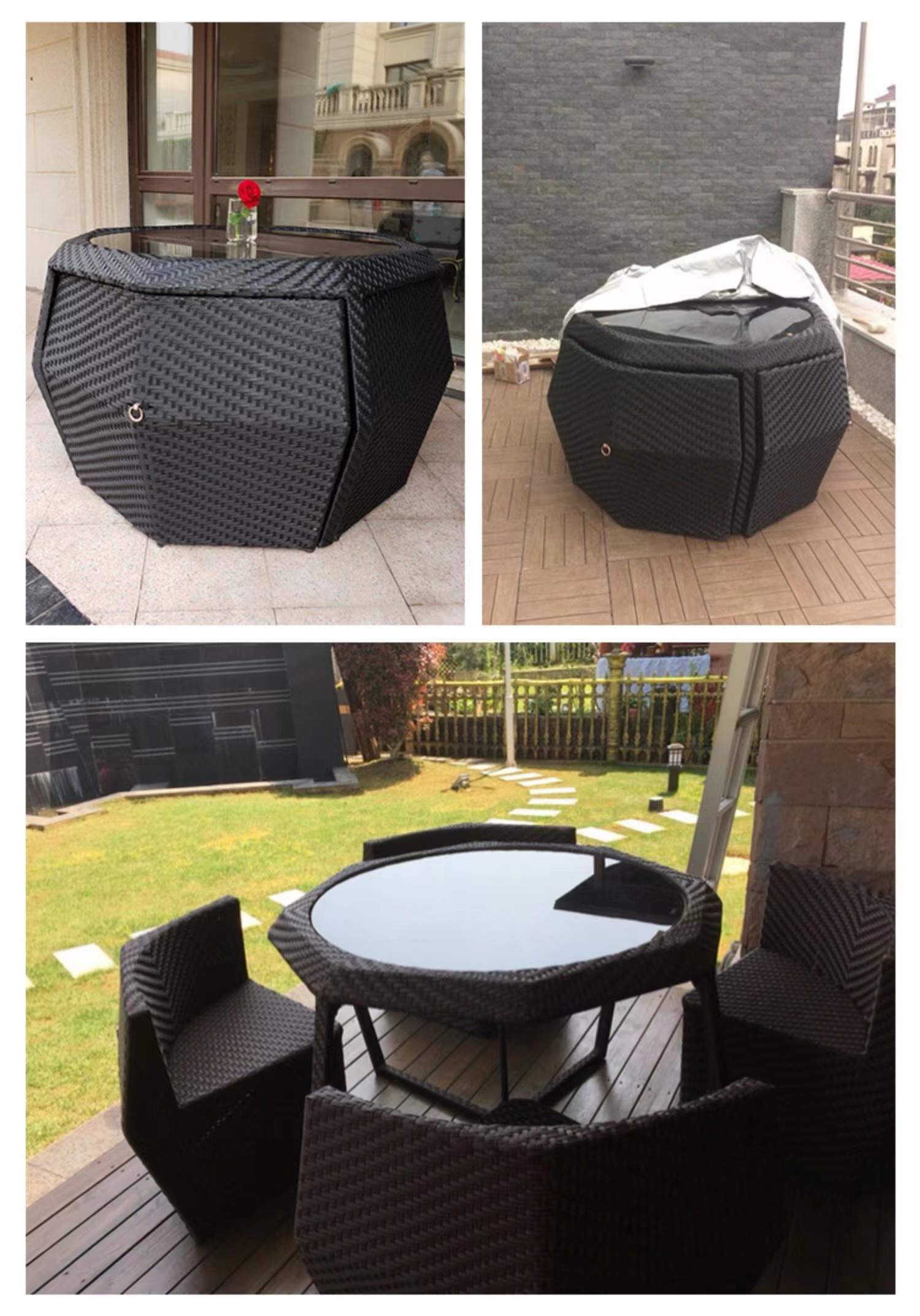 【Furniture】Five-piece Set of Outdoor Rattan Creative Furniture Rattan