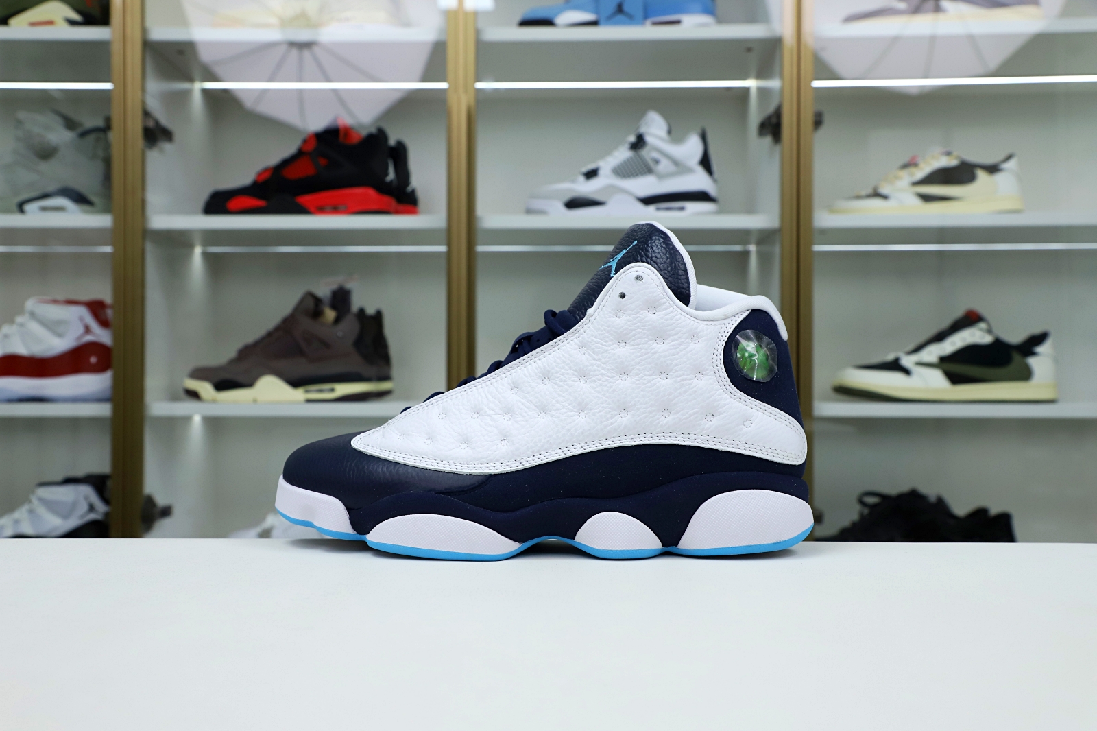 AIR JORDAN 13 RETRO WHITE OBSIDIAN POWDER BLUE 414571-144