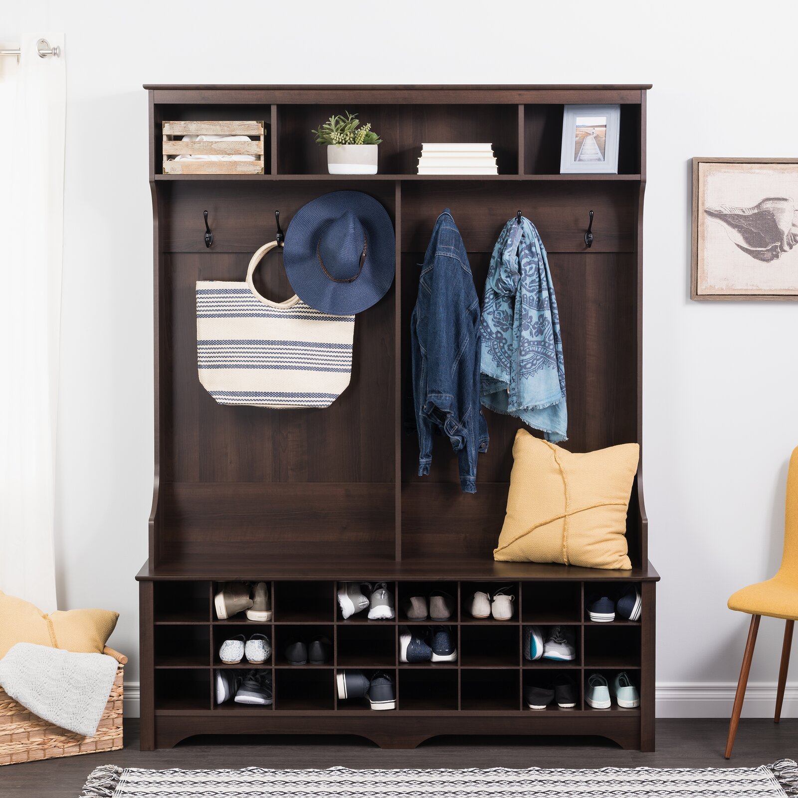 【Furniture】Gracie 60'' Wide Hall Tree with Bench NKmarkets