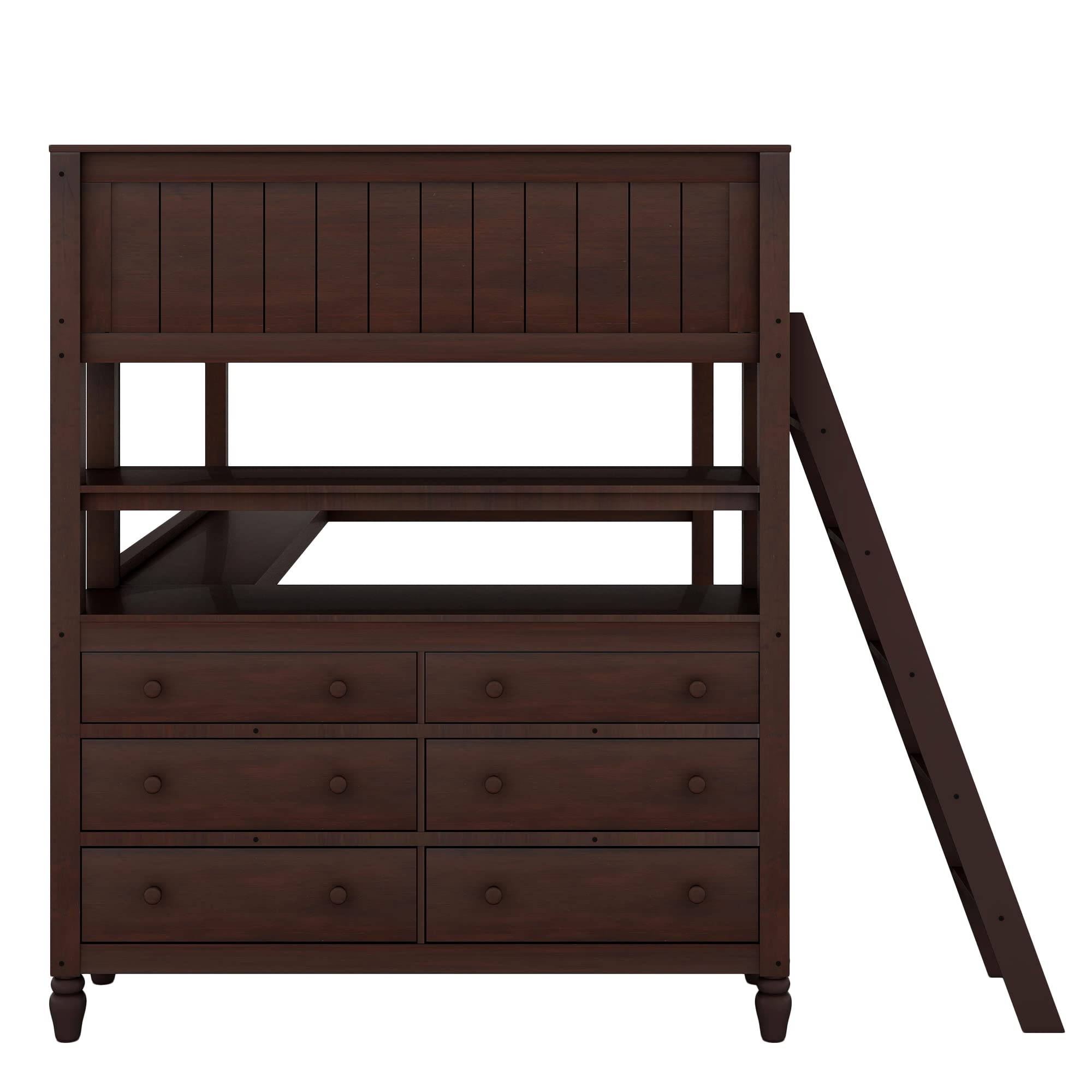 【Furniture】Full Size Loft Bed, Full Loft Bed with Desk, Wood Loft Bed