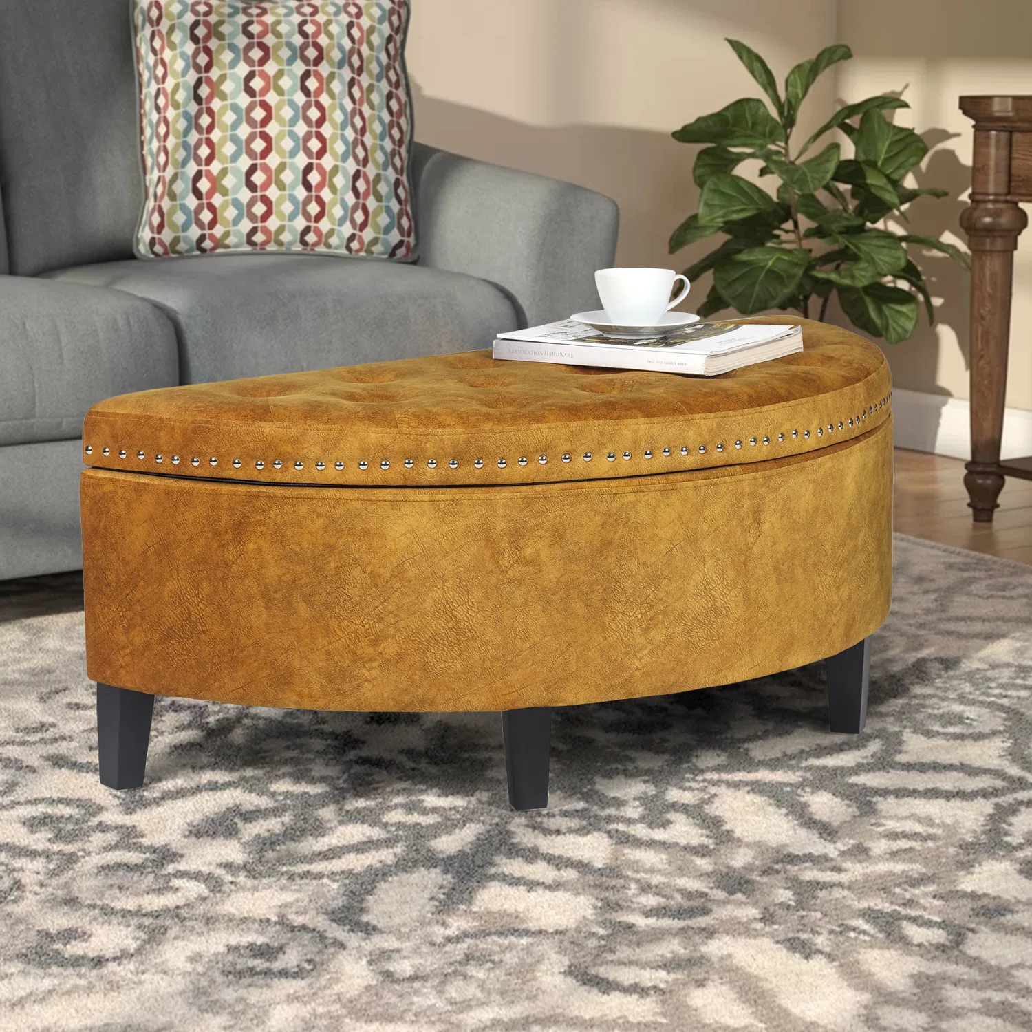 【Furniture】Roxann Upholstered Flip Top Storage Bench NKmarkets