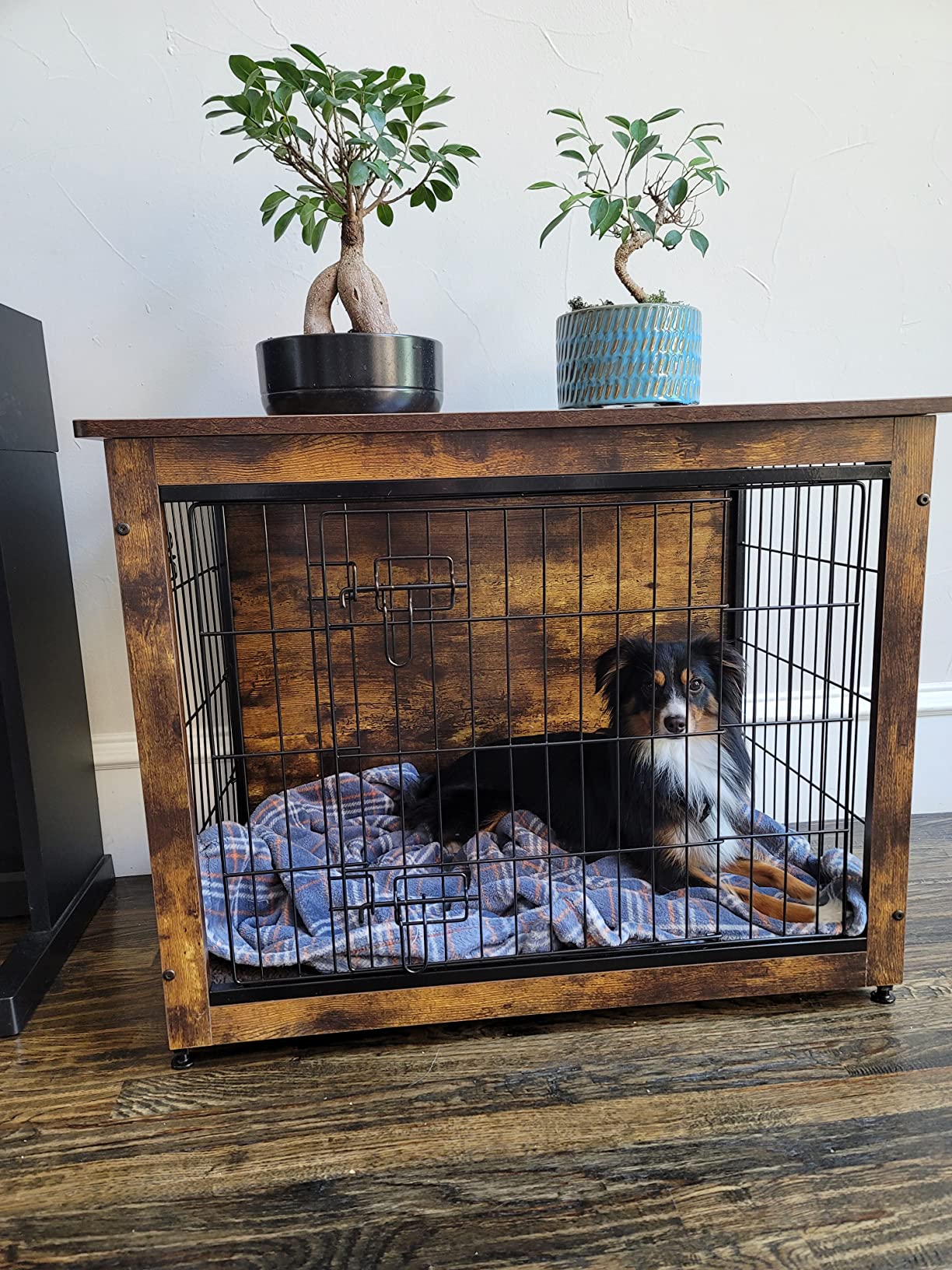 【Home&Garden】Dog Crate Furniture with Cushion, XL Wooden Dog Crate with ...