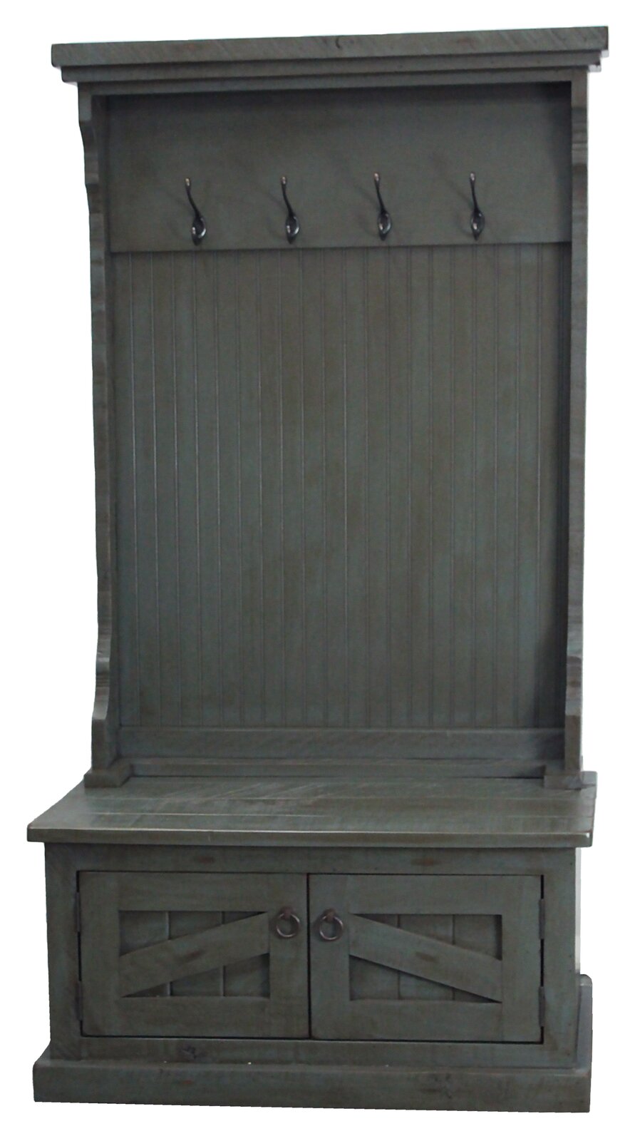 【Furniture】Kinley 37.5'' Wide Solid Wood Hall Tree with Bench and Shoe