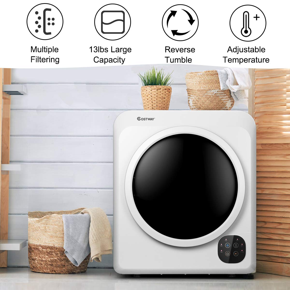 【Appliances】COSTWAY 1700W Electric Portable Clothes Dryer, 13.2 lbs