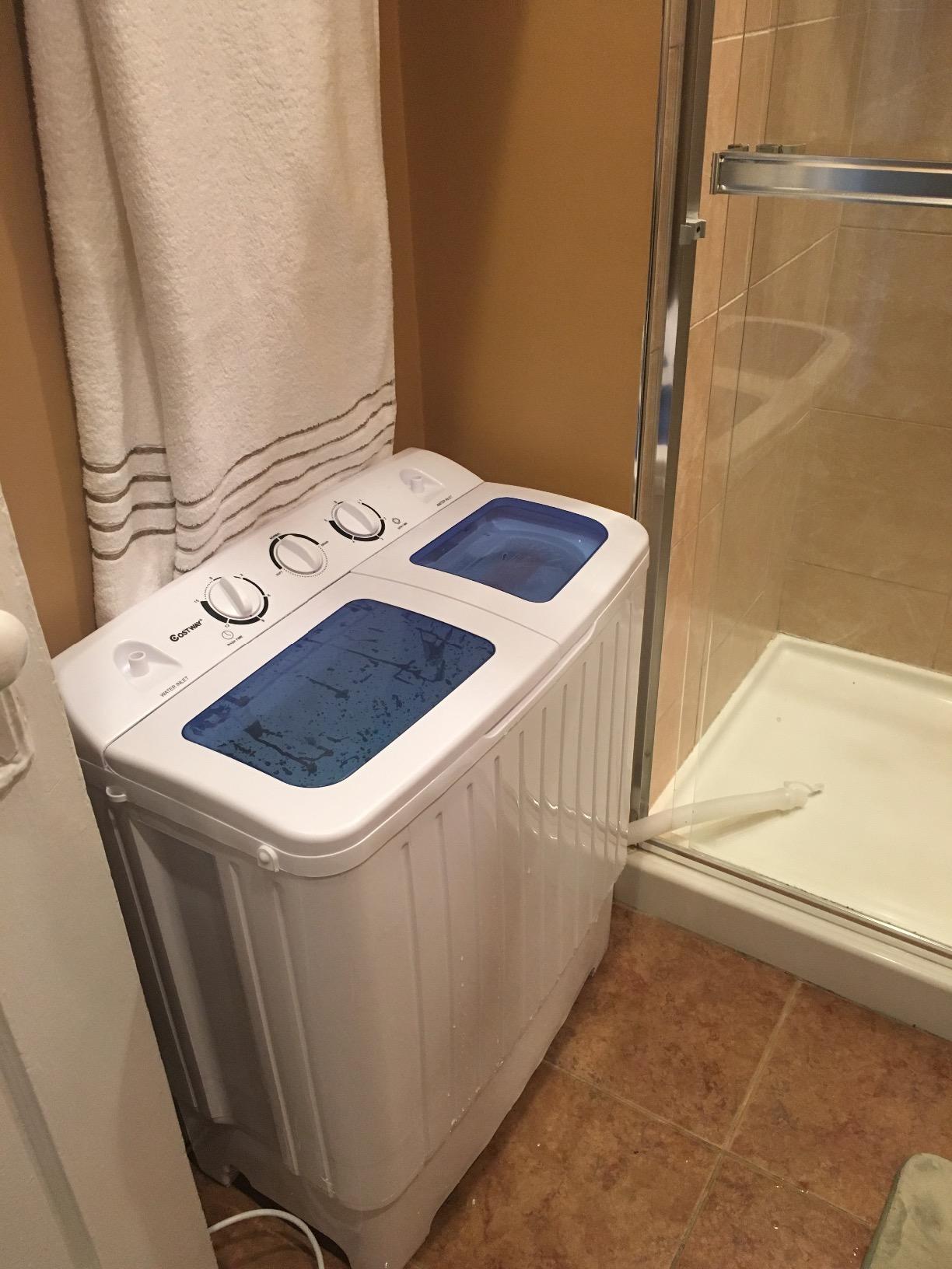 【Appliances】Giantex Portable Mini Compact Twin Tub Washing Machine 17.6lbs Washer Spain Spinner