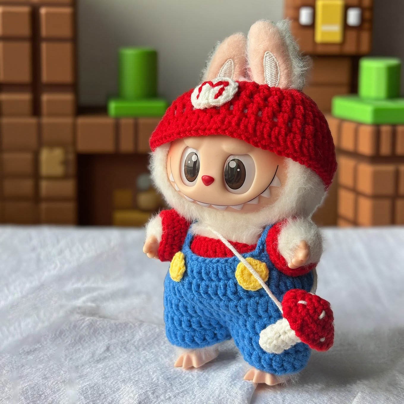 McDonald's labubu baby clothes crocheted 17cm third generation macaron vinyl doll clothes handmade