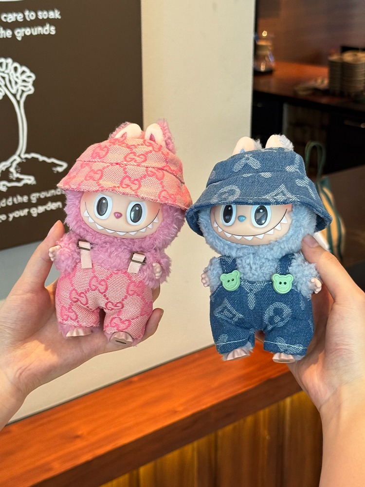 1/2/3 generation labubu pendant clothes 17cm vinyl doll clothing rabub strap sitting party baby clothes