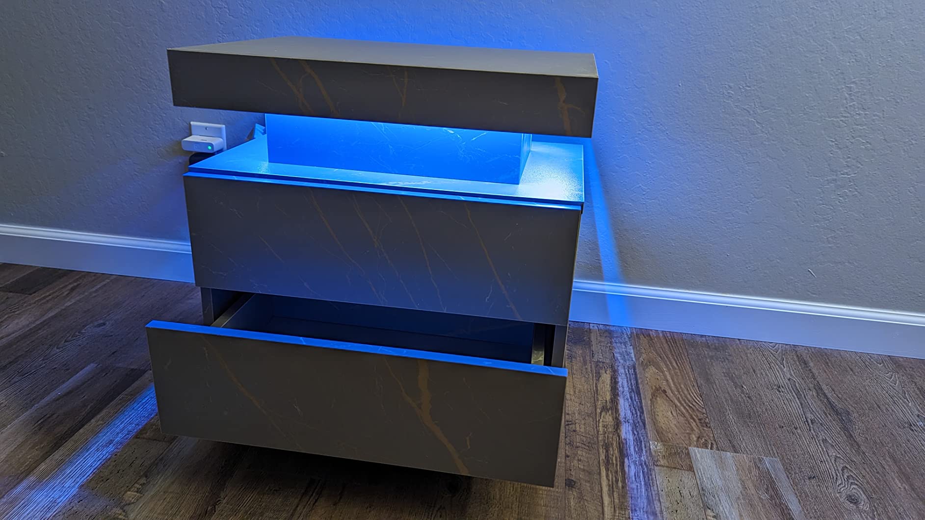 Nightstand Set of 2 LED Nightstand with 2 Drawers, Bedside Table with