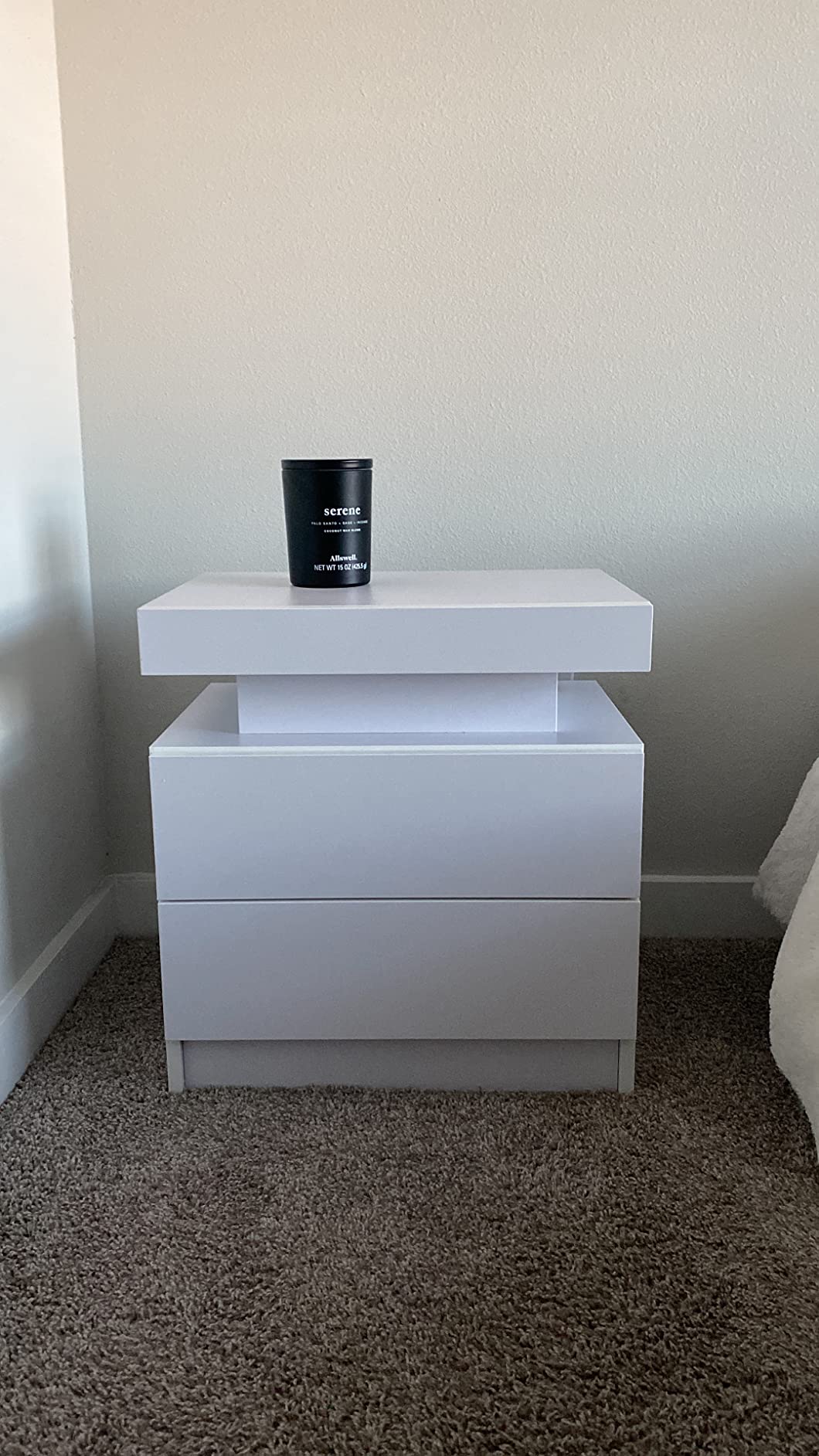 Nightstand Set of 2 LED Nightstand with 2 Drawers, Bedside Table with