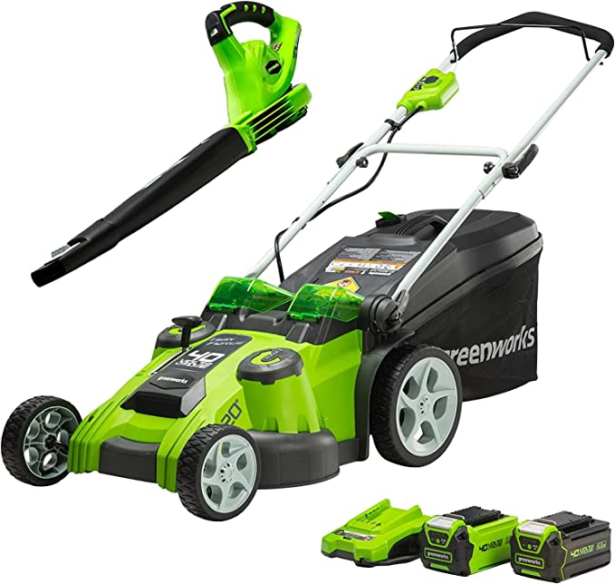 Greenworks 40V 20-Inch Cordless (2-In-1) Push Lawn Mower, 4.0Ah + 2.0Ah ...