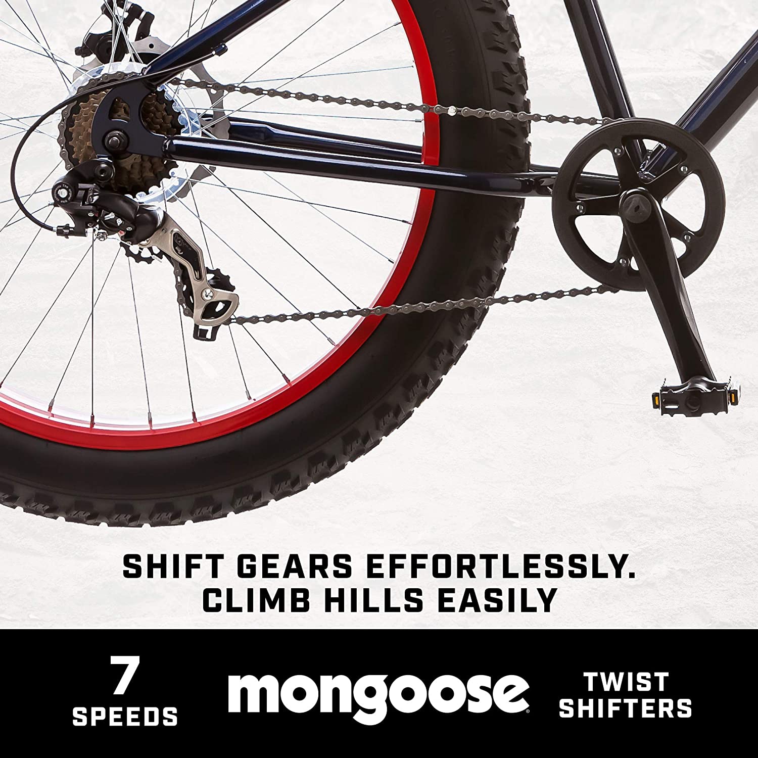 Mongoose Dolomite Mens Adult Fat Tire Mountain Bike, 26Inch Wheels, 4Inch Wide Knobby Tires, 7