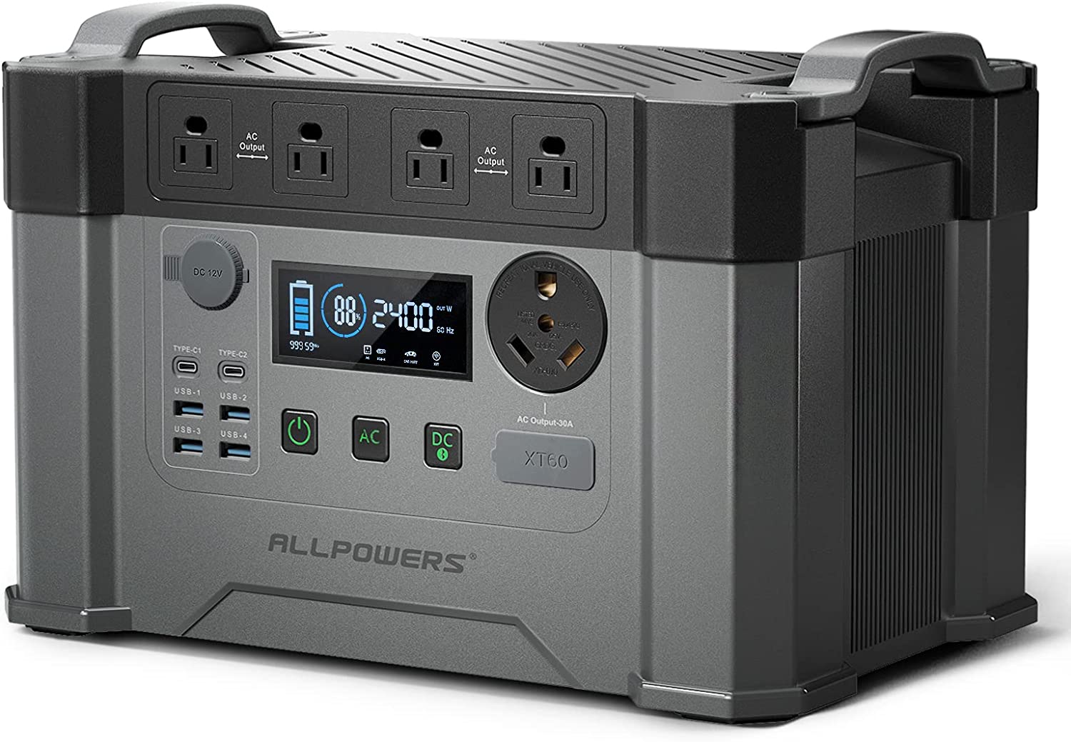 ALLPOWERS S2000 Pro Solar Generator 2400W (4000W Peak), 1500Wh MPPT Portable Power Station, 0