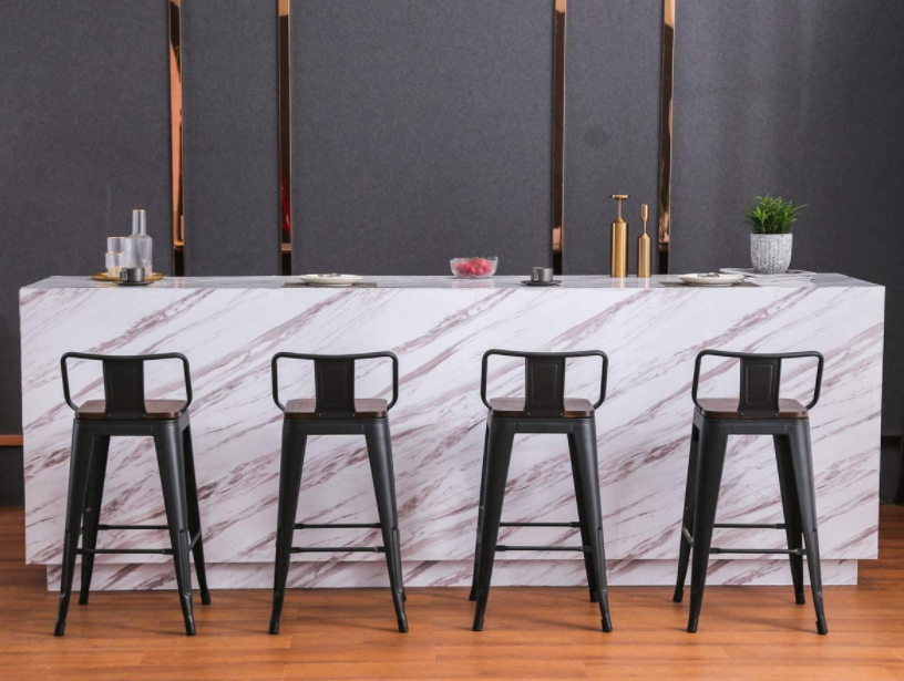 Yongchuang 24" Metal Barstools Set of 4 Counter Bar Stools with Wood