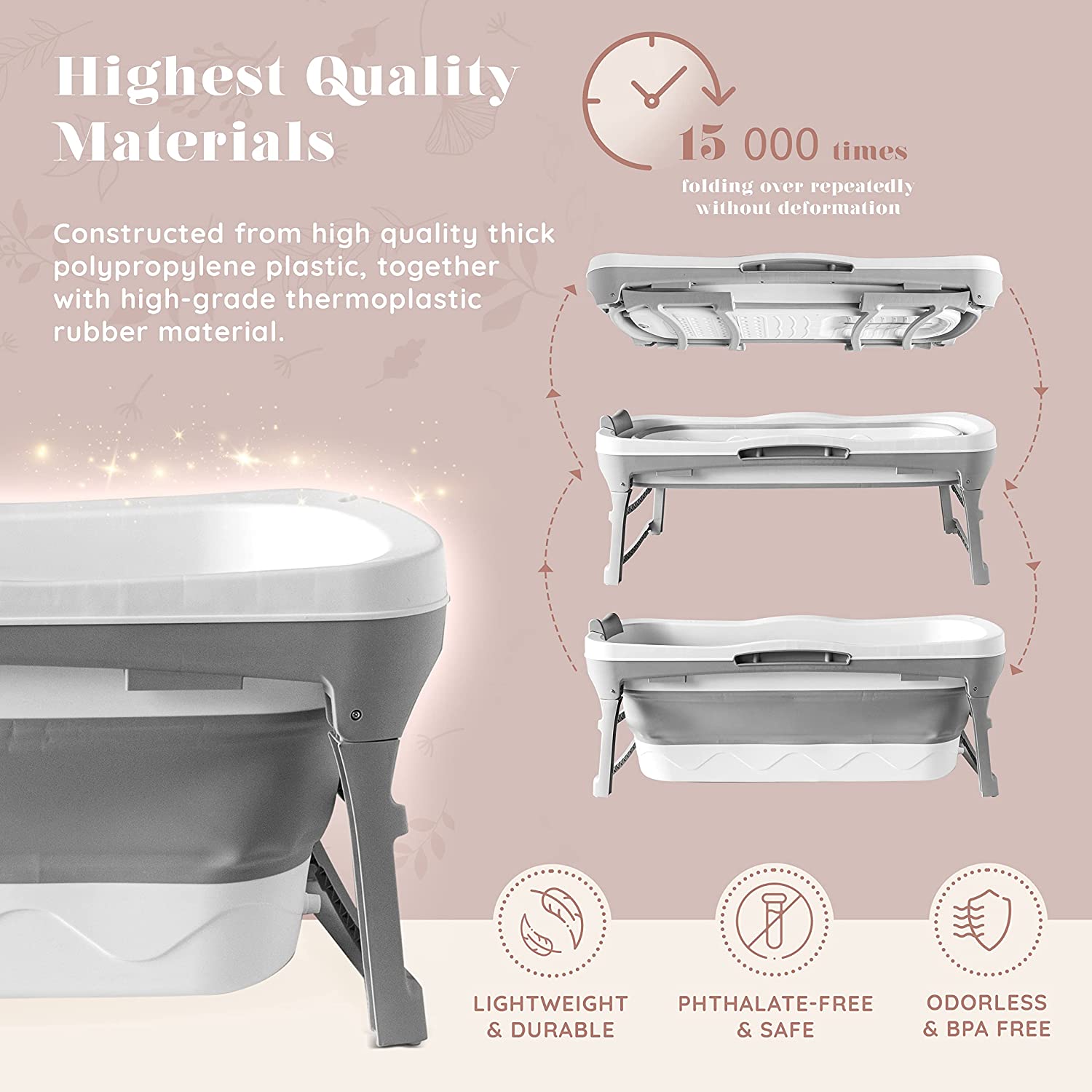 Portable Bathtub for Adult - Large 56'in Foldable Collapsible tub ...