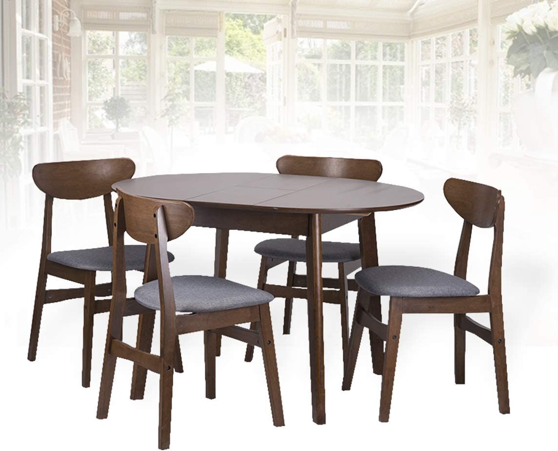 Dining Room Set of 4 Yumiko Chairs and Extendable Round Dining Table