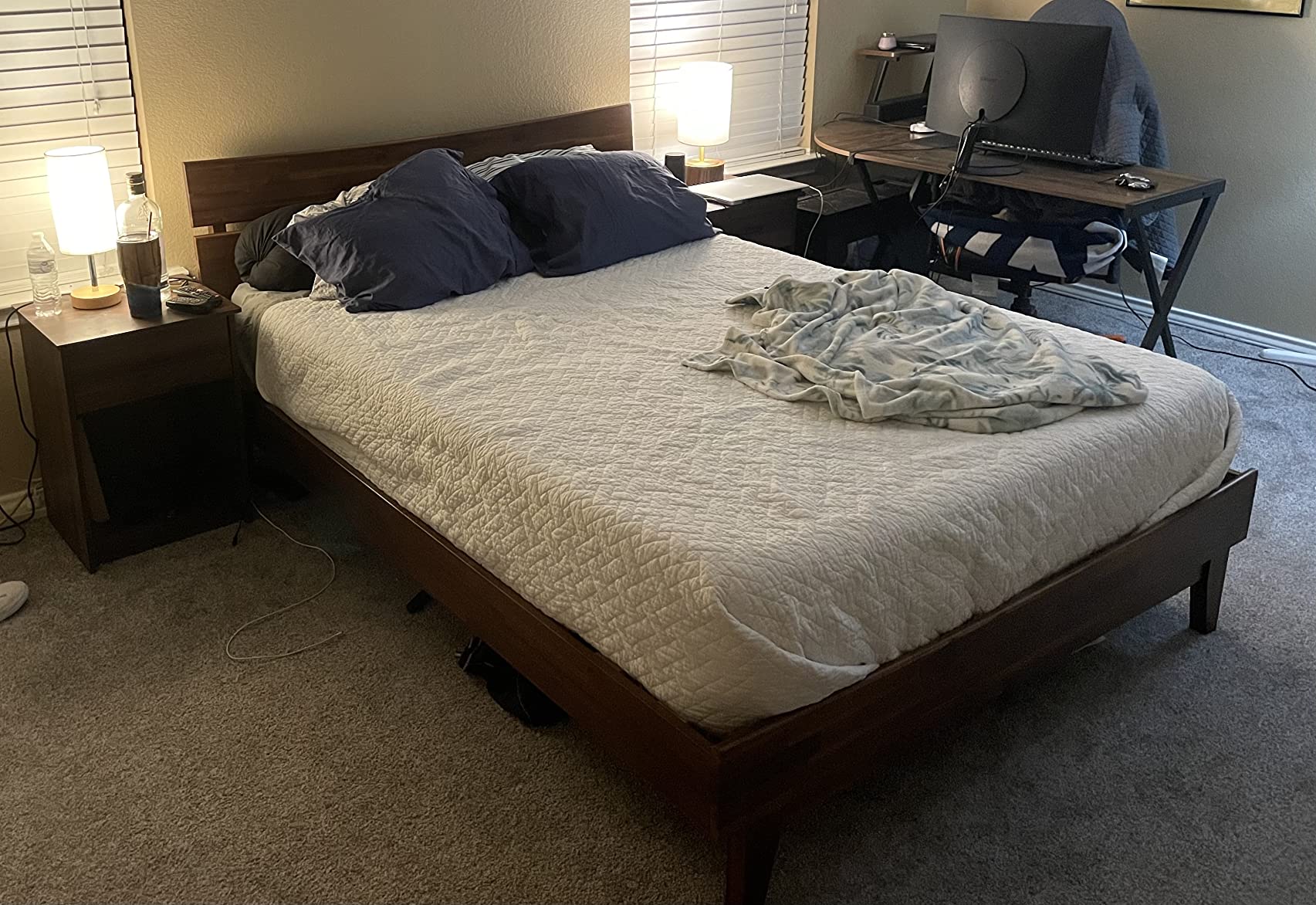 【Furniture】Acacia Aurora 14 Inch Wood Platform Bed, Bed Frame with