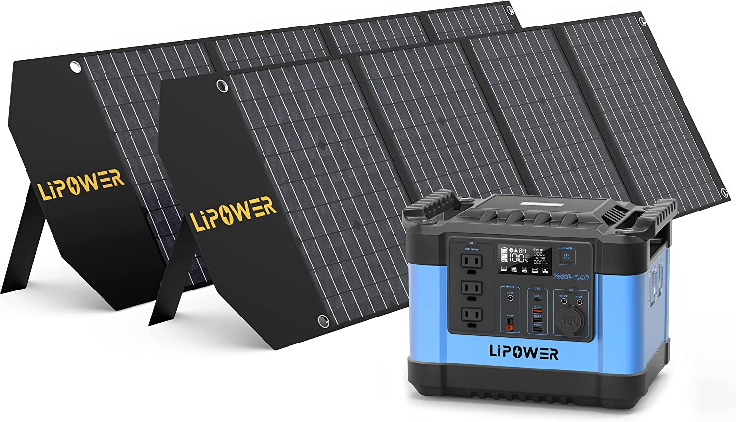 Solar Generator with Solar Panel, LIPOWER 1000W Portable Power for Backup Power Outage Home
