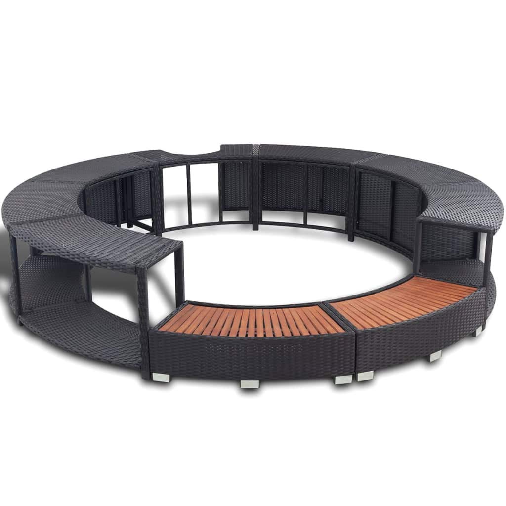 【sports&outdoors】spa Surround Poly Rattan Black Outdoor Massage Hot Tub 