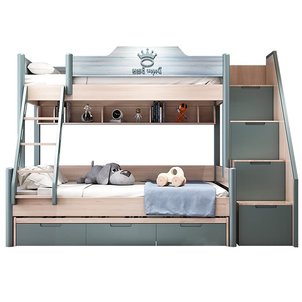 【Furniture】Double Full Bunk Bed Wooden Loft Bed, with Theater