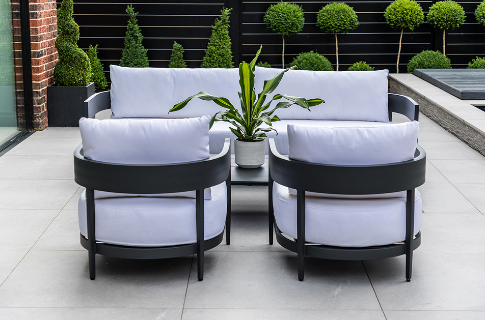 Garden Furniture in Aluminium in Anthracite Grey 4 pcs (1 Sofa 2