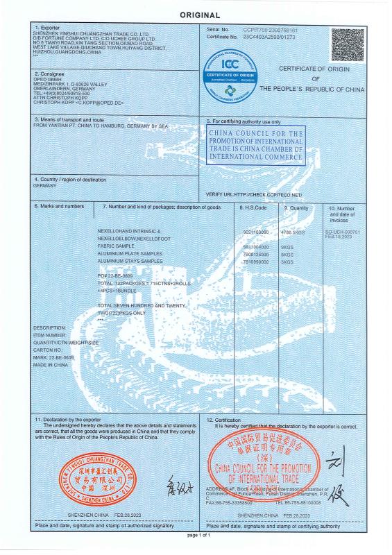 Certificate of origin of the Peoples Republic of China - Royalsail ...