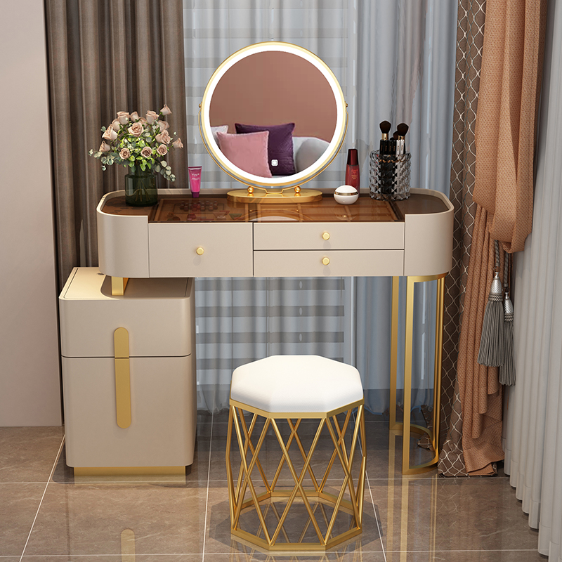 【Dresser】Nordic dressing table with mirror and stool for bedroom