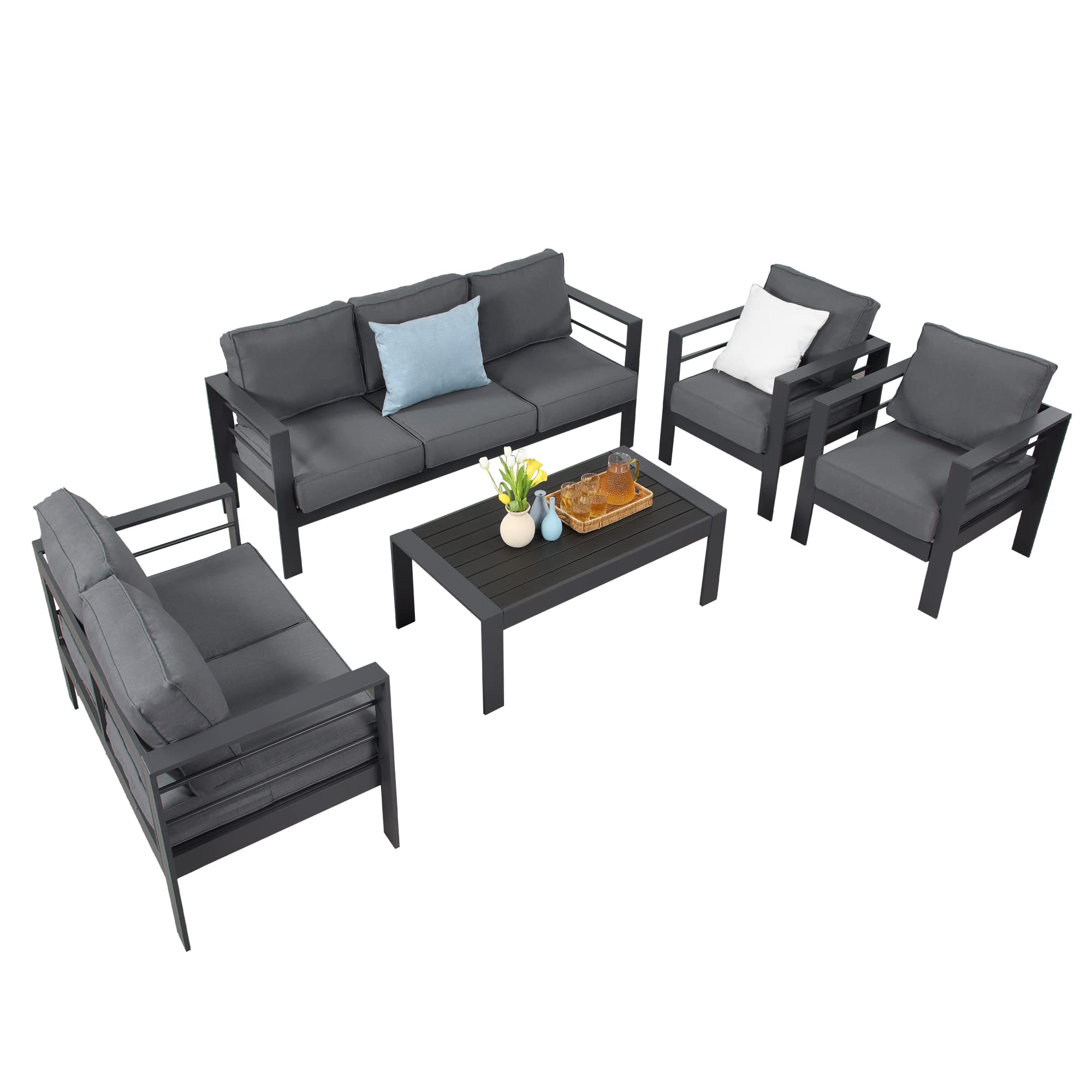 【Furniture】Aluminum Outdoor Patio Furniture Set, Outdoor Sectional