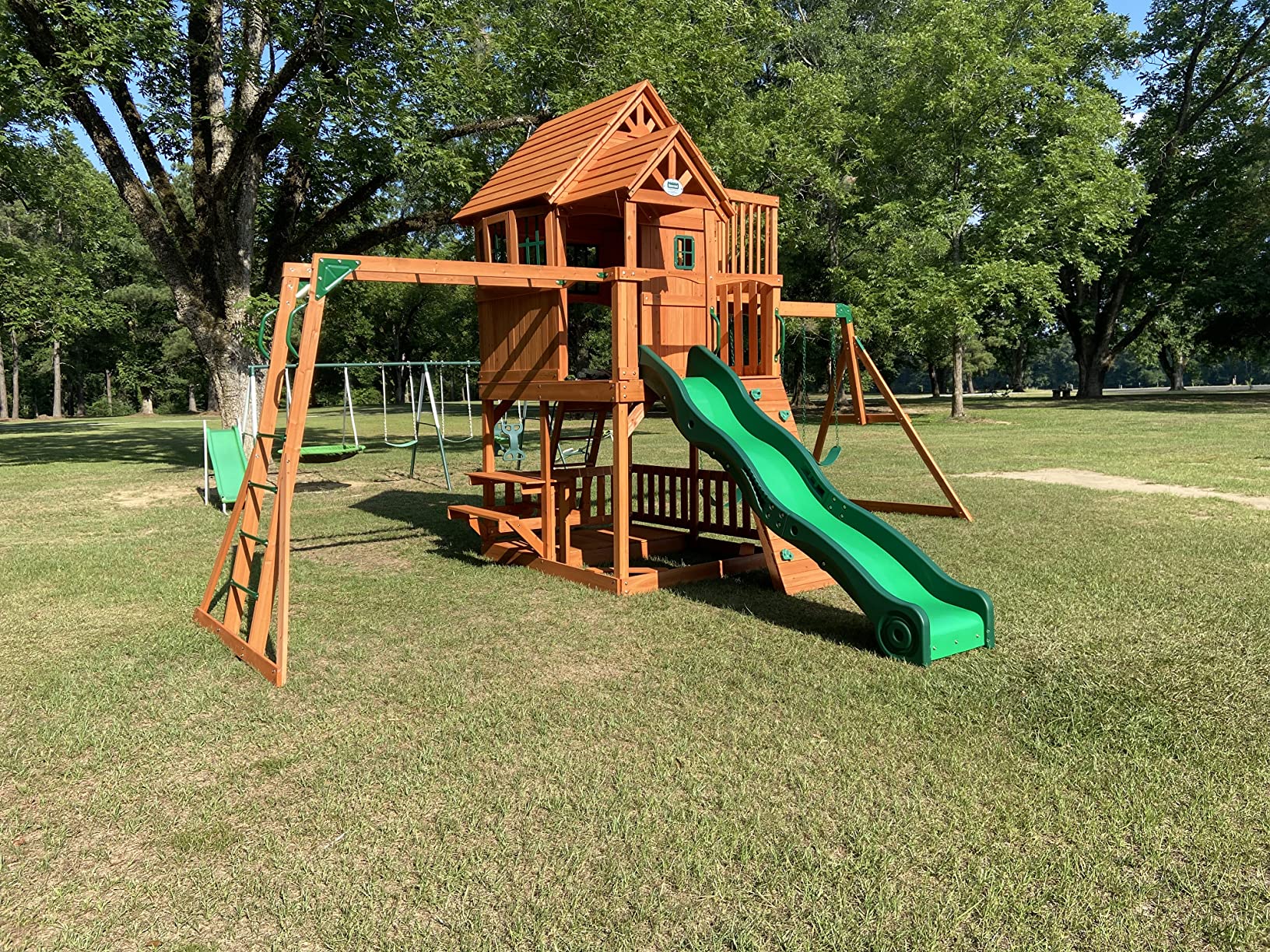 【Baby&Kids】Skyfort II Playground Cedar Wood Swing Set with Playhouse ...