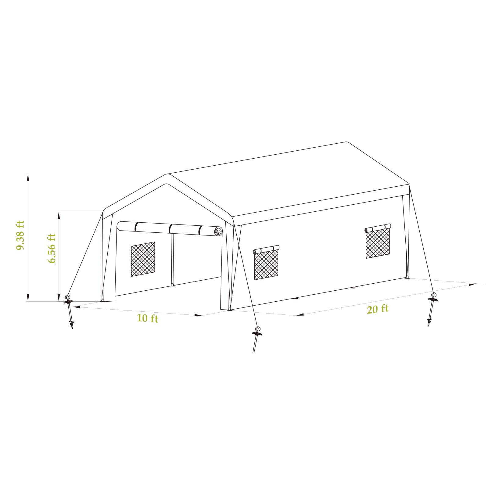 【Home&Garden】10x20ft Heavy Duty Carport, Portable Garage for Auto, Boat ...