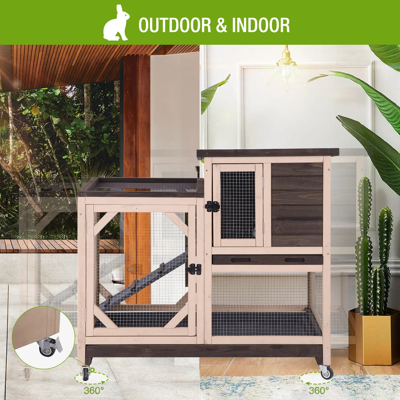 【Pet】Gossy Weather Resistant Rabbit Hutch with Ramp EconMarket