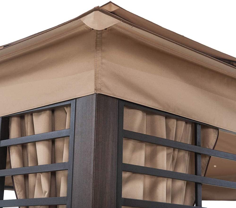 【Gazebo】11x13 Gazebos with Planters, Outdoor Patio Steel 2Tier Soft