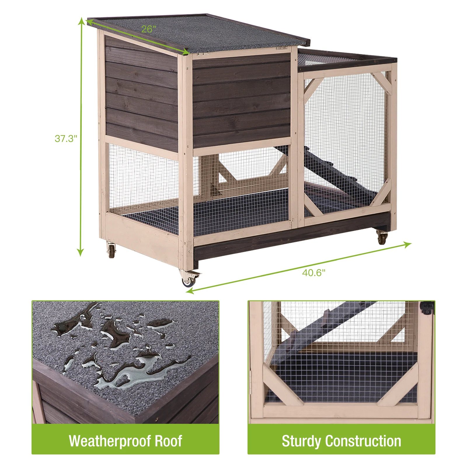 【Pet】Gossy Weather Resistant Rabbit Hutch with Ramp EconMarket