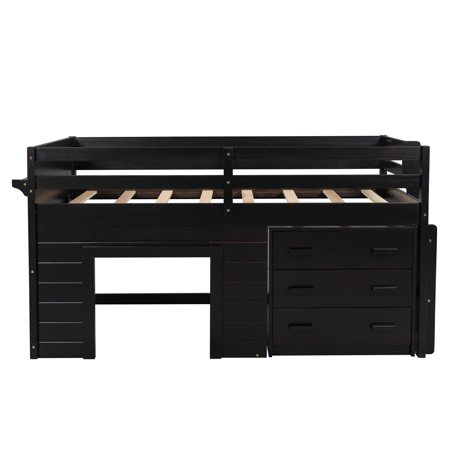 【Furniture】Bellemave Low Loft Beds with 3 Drawers Twin Loft Bed Frame