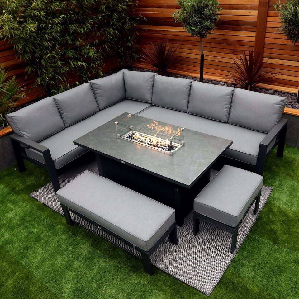 【Furniture】Monaco Luxury Large Grey Rattan Garden Sofa Set 10 Piece