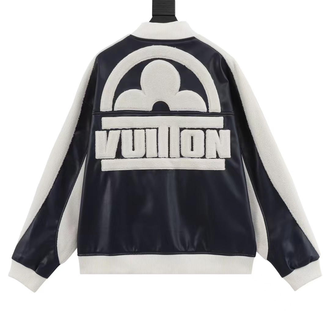Louis Vuitton Louis Vuitton lambswool and leather baseball jacket