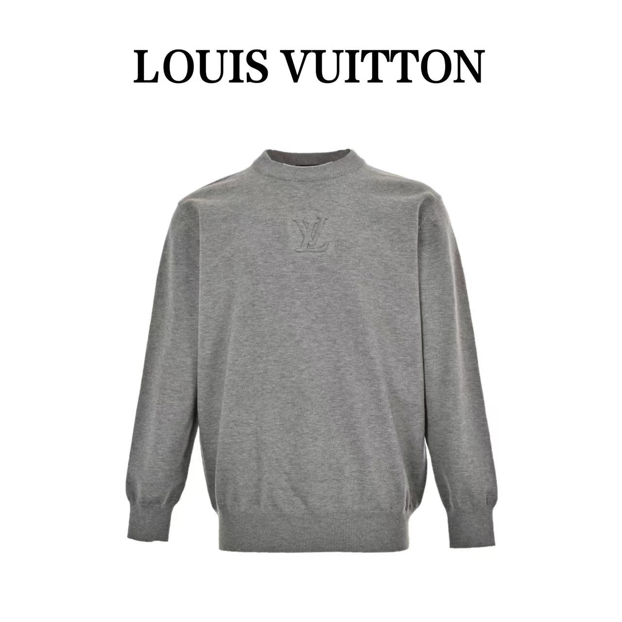 Louis Vuitton 23Fw LV letter embossed crew neck sweater