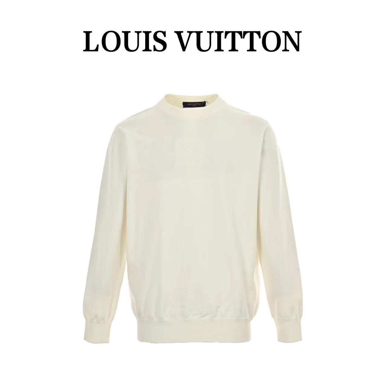 Louis Vuitton 23Fw LV letter embossed crew neck sweater