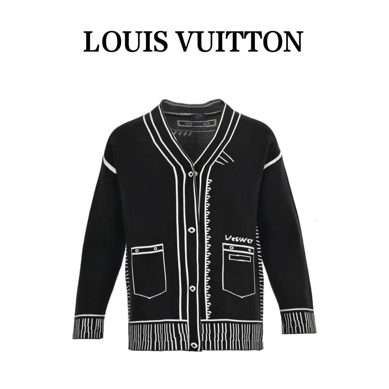 Louis Vuitton 23Fw two-dimensional sketch cardigan sweater