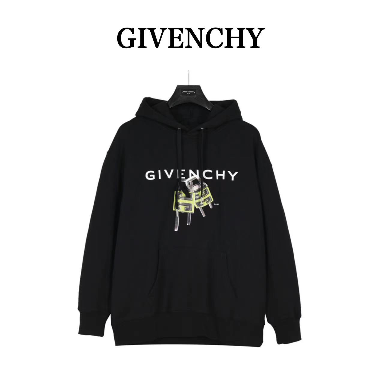 Givenchy 22FW lock letter hooded sweatshirt