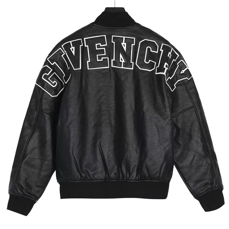 Givenchy 23FW patchwork leather baseball jacket
