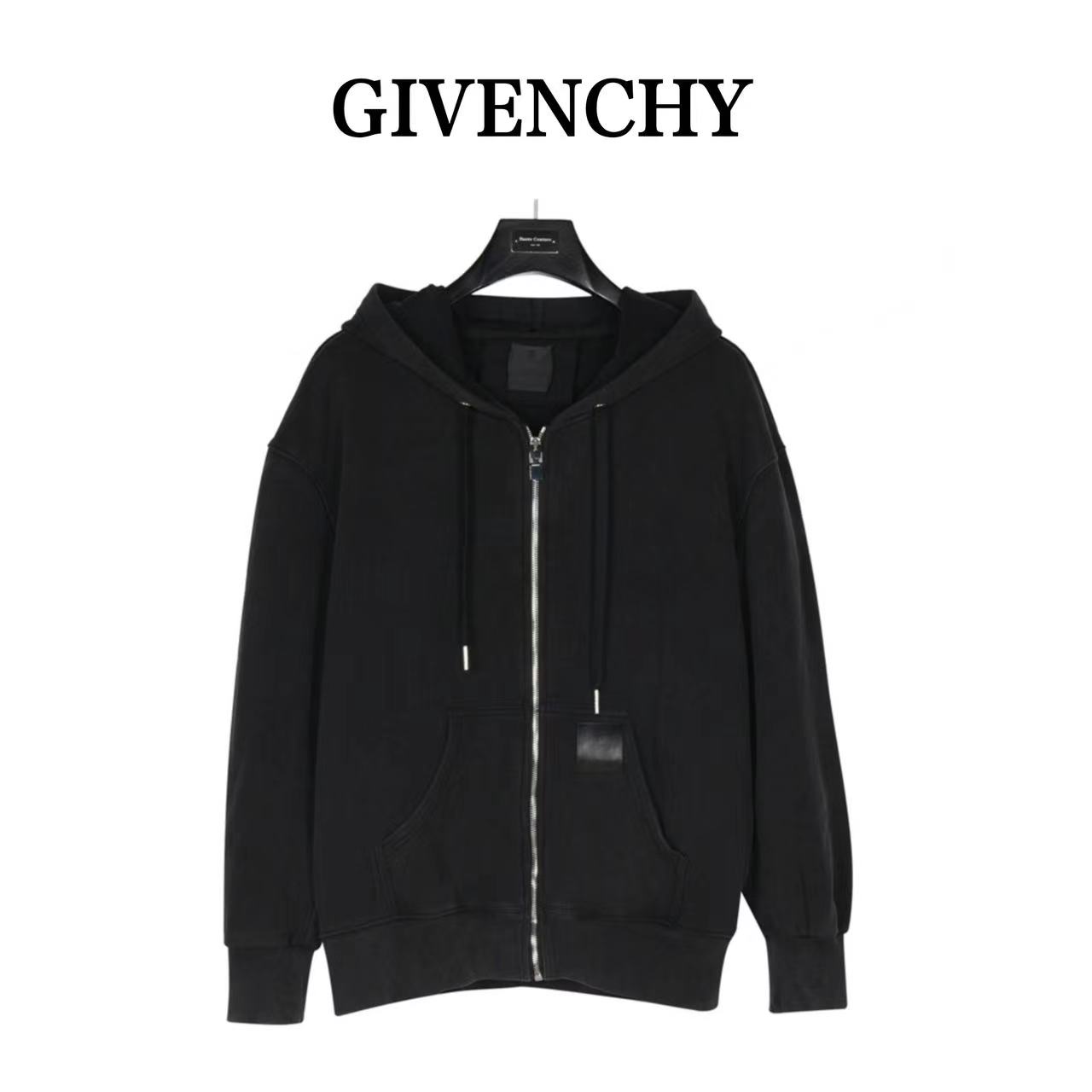 Givenchy 23FW washed leather zipper jacket