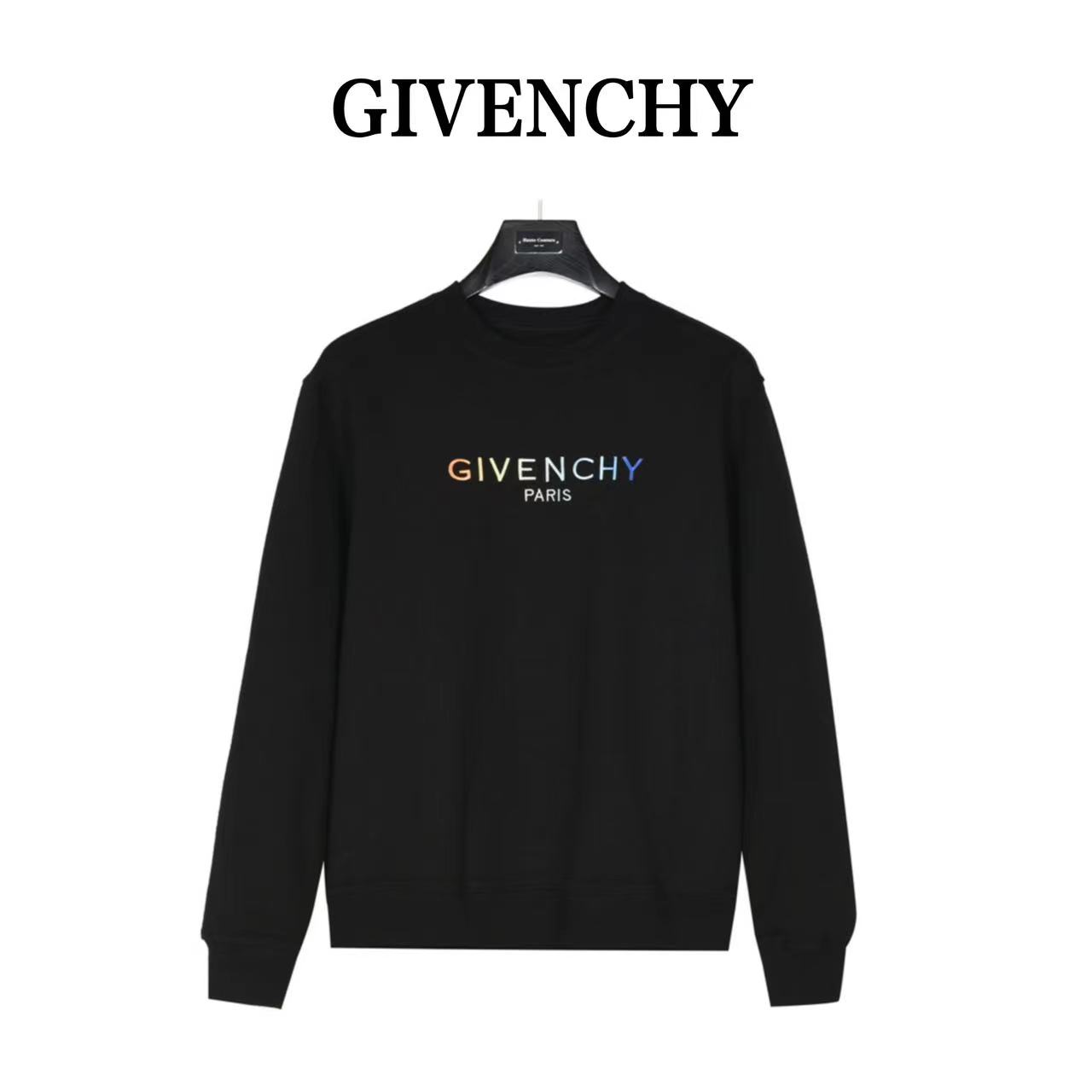 Givenchy 22Fw rainbow gradient embroidered crew neck sweatshirt