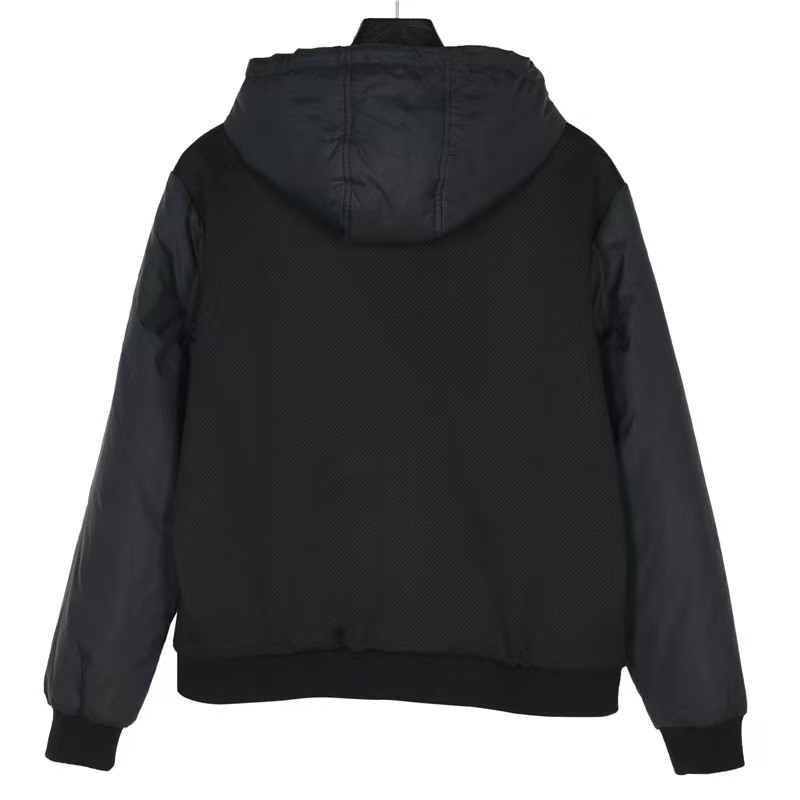 Louis Vuitton zipped technical patchwork cotton sleeve hooded jacket