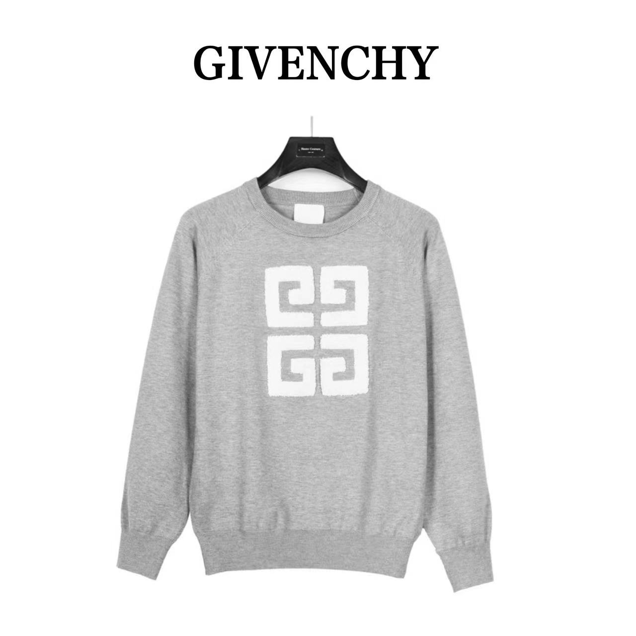 Givenchy 23ss latest sweater series flocked LOGO crew neck sweater