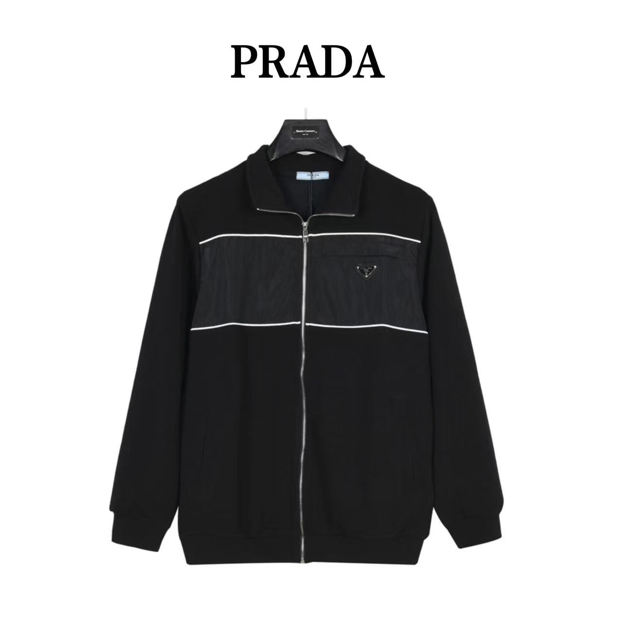 Prada 23Fw triangle logo patchwork suit jacket